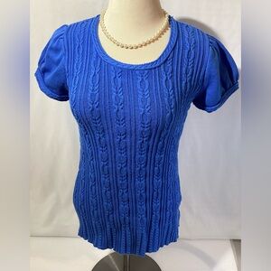 Madison Studio Woman’s Top T Shirt Size L Color Blue 100% Cotton Knit